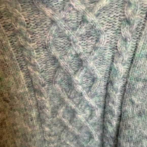 Janie and Jack Cozy Cable Knit Turtleneck Dress - Light Blue Size 4 - Picture 3 of 4